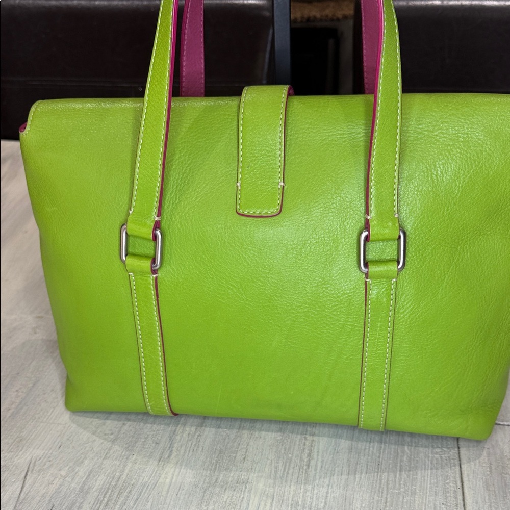 Vintage Rare Dooney & Bourke Vibrant Green and Pink Heart Buckle Shoulder Bag - Picture 7 of 15